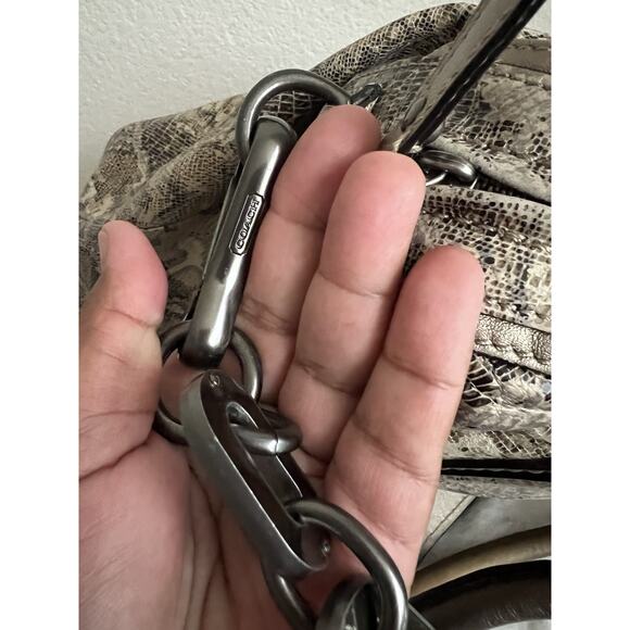 COACH Python Purse Bag Shoulder Snake Animal Handle Strap Leather - Picture 3 of 14